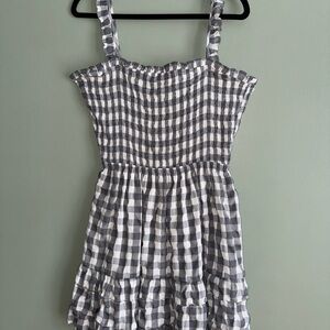 Blue B Black and White Checkered Dress